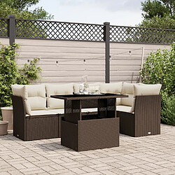 vidaXL Salon de jardin avec coussins 6 pcs marron résine tressée