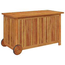 Helloshop26 Coffre boîte meuble de jardin rangement avec roues 90 x 50 x 58 cm bois acacia 02_0013067