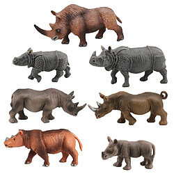 7 Pièces Réaliste En Plastique Animaux Figure Miniature Rhinocéros Figurines Modèle D'affichage pour les Enfants L'éducation Précoce