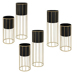 ML-Design Supports à fleurs Set de 6 pots en acier Pot de fleurs Support de plantes Colonn 