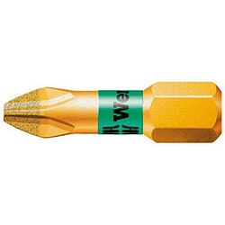 Wera Embout diamanté semi-dur avec zone de Bi-torsion pour vis cruciforme 1/4'' PH, 25 mm de long, Dimensions : PH 2, Long. totale 25 mm