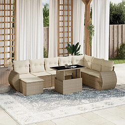 vidaXL Salon de jardin avec coussins 9 pcs beige résine tressée 