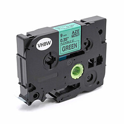 vhbw Ruban à écrire Cassette 9mm noir sur vert fléxible pour imprimante Brother P-Touch 7500VP, 7600, 7600VP, 900, 900BTS, 900F, 9200 