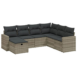 vidaXL Salon de jardin avec coussins 7 pcs gris clair résine tressée