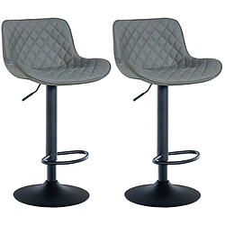 Decoshop26 Lot de 2 tabourets de bar réglable et pivotant assise en synthétique gris pieds métal noir TDB10605