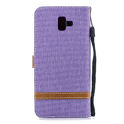 Avis Etui en PU tissu jean bicolore violet pour votre Samsung Galaxy J6 Plus/J6 Prime