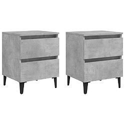 Maison Chic Lot de 2 Tables de chevet,Table de nuit,Table d'appoint pour salon Gris béton 40x35x50 cm Aggloméré -MN47109