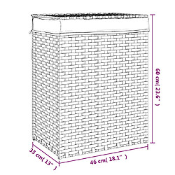 vidaXL Panier à linge avec couvercle 46x33x60 cm résine tressée pas cher