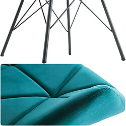 Avis Decoshop26 Lot de 2 chaises de salle à manger en tissu velours pétrole couture triangle pieds en métal design Eiffel CDS09335