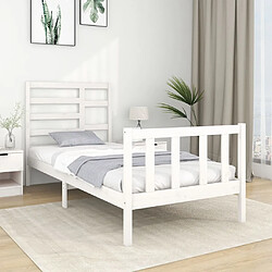 vidaXL Cadre de lit Blanc Bois massif 75x190 cm Petit simple 