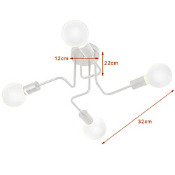 Avis Stoex Plafonnier Vintage Industrie Lampe de 4 Tête Douille E27 Blanc , Lustre Suspension Luminaire en Métal pour Salon salle à manger bar cafétéria