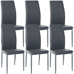 Decoshop26 Lot de 6 chaises de salle à manger design simple en synthétique gris cadre en métal noir CDS10287