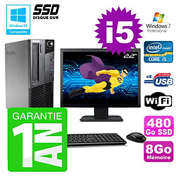 PC Lenovo M91p SFF Intel I5-2400 8Go Disque 480Go SSD Graveur Wifi W7 Ecran 22" · Occasion 