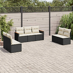 Maison Chic Ensemble Tables et chaises d'extérieur 7pcs avec coussins,Salon de jardin noir résine tressée -GKD350340