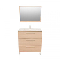 Dansmamaison Meuble sous vasque 3 tiroirs 80 cm Bois + Miroir - KISSA