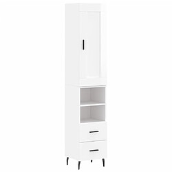 Maison Chic Buffet,Meuble de Rangement,commode pour salon,Cuisine Blanc brillant 34,5x34x180 cm Bois d'ingénierie -MN48996