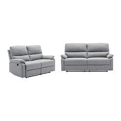 Vente-Unique Canapé 3 places et 2 places relax électrique en tissu gris clair LUNANO