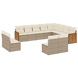 vidaXL Salon de jardin avec coussins 12 pcs beige résine tressée