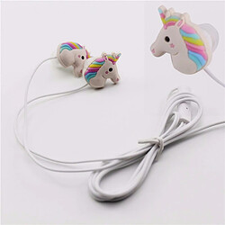 GUPBOO Casque filaire de dessin animé mignon arc-en-ciel cheval casque 3.5mm avec micro coloré pour enfants filles cadeaux envoyer immédiatement pas cher