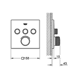 GROHE - Mitigeur thermostatique encastré 3 sorties Grohe Grohtherm SmartControl