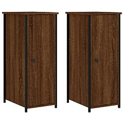 vidaXL Tables de chevet 2pcs chêne marron 32x42x80cm bois d'ingénierie