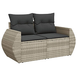 Acheter vidaXL Salon de jardin 5 pcs avec coussins gris clair résine tressée