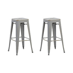 Beliani Tabouret de bar Set de 2 Métal Argenté CABRILLO 