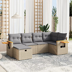 vidaXL Salon de jardin avec coussins 6pcs mélange beige résine tressée 