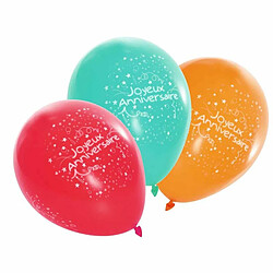 Paris Prix Lot de 8 Ballons Joyeux Anniversaire 25cm Multicolore 