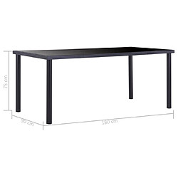 Acheter vidaXL Table à manger Noir 180x90x75 cm Verre trempé