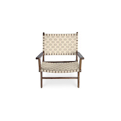 ICONIK INTERIOR Chaise longue avec accoudoirs - Chaise design Boho Bali - Bois et lin - Recia Beige pas cher