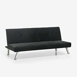 Modus Sofà Canapé convertible clic clac 2 places inclinable design velours tissu Probatus | Couleur: Noir