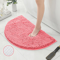 LUUCOZK Tapis de bain antidérapants absorbants à séchage rapide, tapis de décoration de salle de bain-poudre de pêche-Demi-cercle 50X80CM 