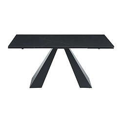 Vente-Unique Table à manger extensible 6 à 10 personnes en verre trempé, céramique et métal - Effet marbre noir - LOZIPA de Maison Céphy pas cher