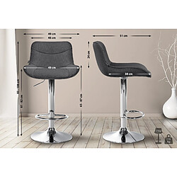 Non Lot de 2 tabourets de bar Vonore tissu chrome