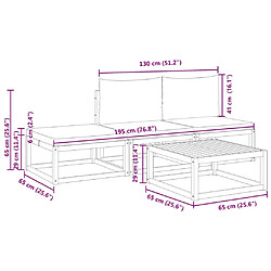 vidaXL Salon de jardin avec coussins 4 pcs bois d'acacia massif pas cher