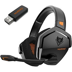 Chrono Casque de jeu sans fil NUBWO G06 pour PS5, PS4, PC, casque de jeu sur l'oreille à réduction de bruit avec micro, latence ultra-faible de 2,4 GHz, cache-oreilles à mémoire douce, mode filaire pour Xbox One, jeux Xbox Series X(noir)