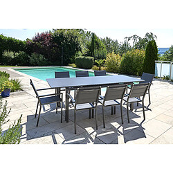 Table à manger d'extérieur extensible en aluminium gris Ibiza anthracite - 6/8 places - Jardiline