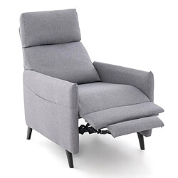 Helloshop26 Fauteuil inclinable à dossier inclinable en tissu de lin dossier et repose-pieds réglables siège rembourré 2 poches pour magazines gris clair 20_0008580