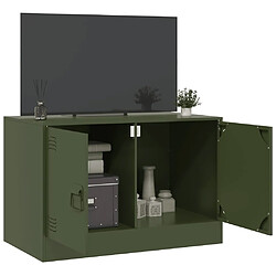 Avis vidaXL Meuble TV vert olive 67x39x44 cm acier