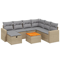 vidaXL Salon de jardin avec coussins 8pcs mélange beige résine tressée