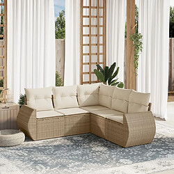 vidaXL Salon de jardin avec coussins 5 pcs beige résine tressée