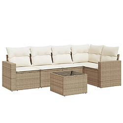 vidaXL Salon de jardin avec coussins 6 pcs beige résine tressée