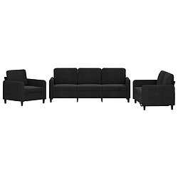 vidaXL Ensemble de canapés 3 pcs noir velours