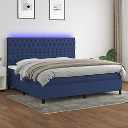 vidaXL Sommier à lattes de lit et matelas et LED Bleu 200x200 cm Tissu