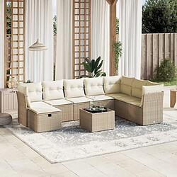 vidaXL Salon de jardin avec coussins 9 pcs beige résine tressée 