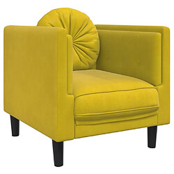 vidaXL Fauteuil avec coussin jaune velours