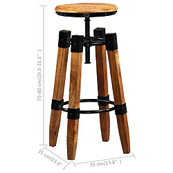 vidaXL Tabourets de bar lot de 2 bois de manguier massif pas cher