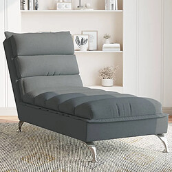 vidaXL Chaise longue avec coussins gris foncé tissu 