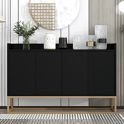 Sweiko Buffet moderne de style minimaliste Armoire buffet 4 portes sans poignées pour salle à manger, salon, cuisine (noir)